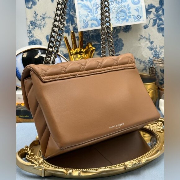 🆕 KURT GEIGER LONDON 🧿 NWOT Leather Kensington Shoulder Bag, Camel Brown - Picture 6 of 16